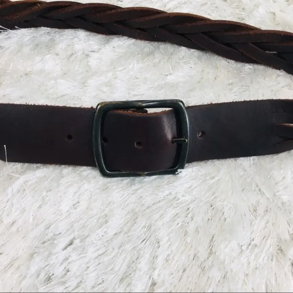 Vintage GAP Leather Braided Sz Small Medium Brown Belt